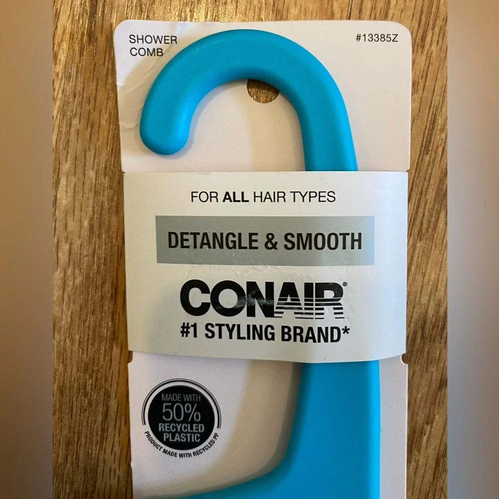 Conair Detangle & Smooth Wide Tooth Shower Comb - Blue